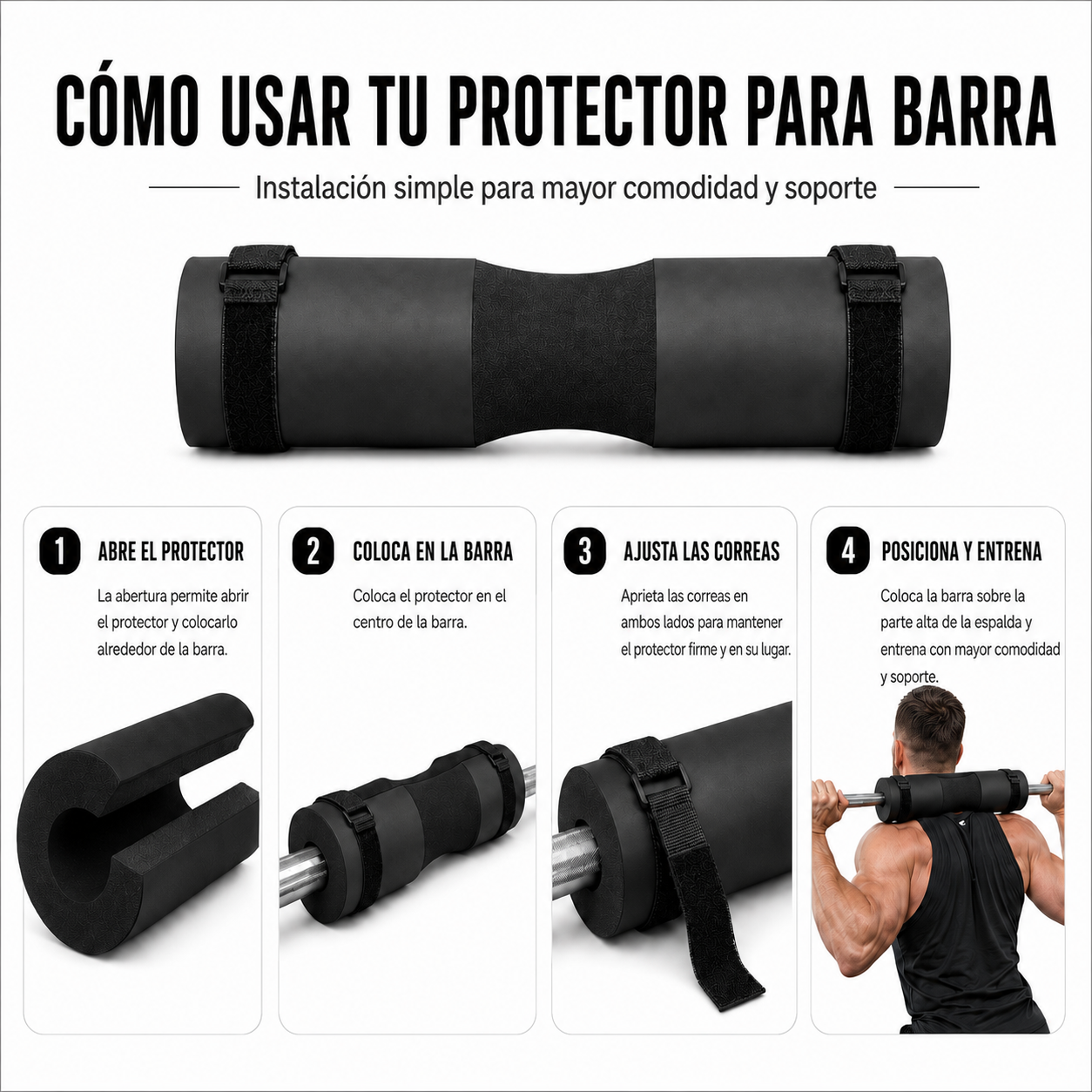 Almohadilla antideslizante para sentadillas con barra