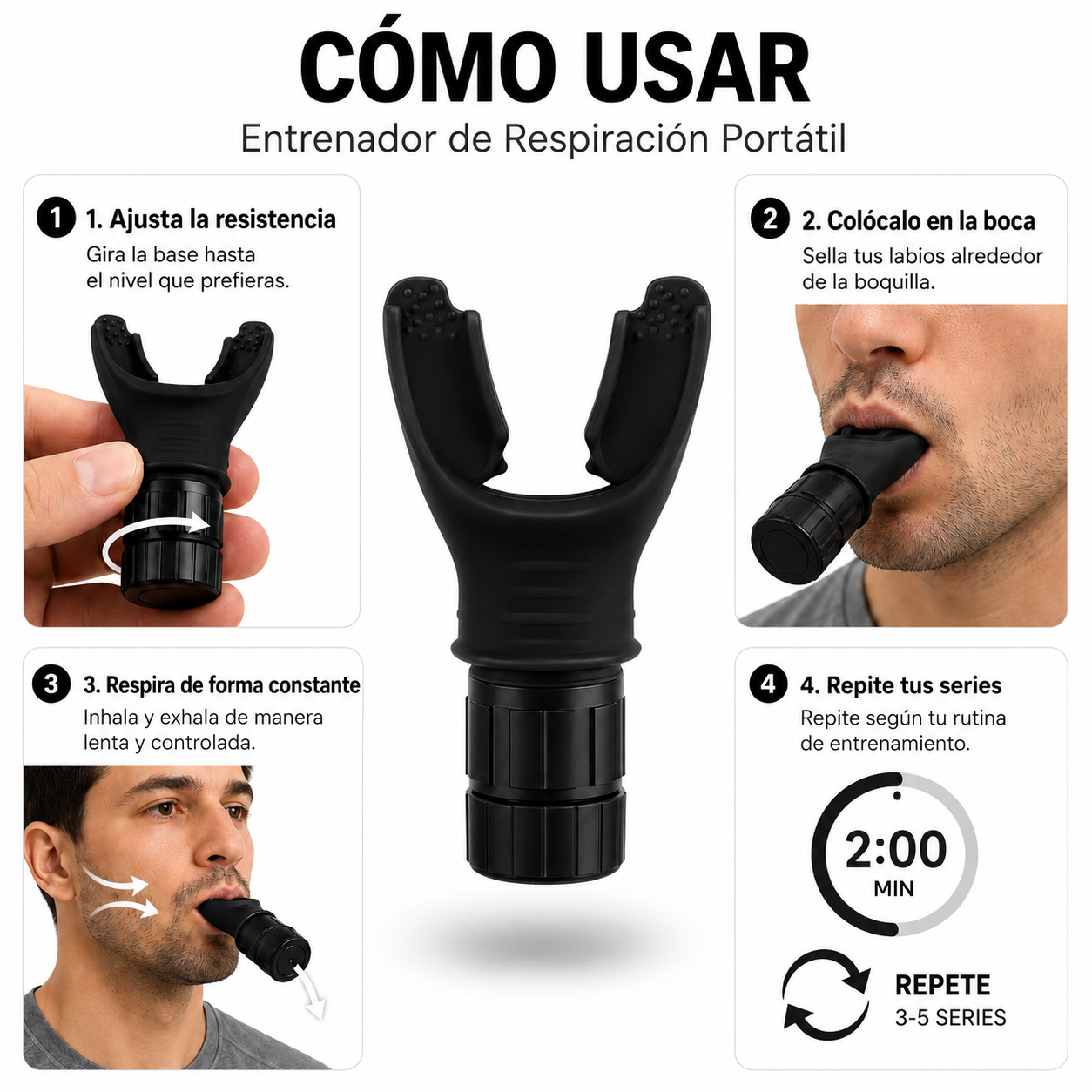Entrenador de respiración ajustable